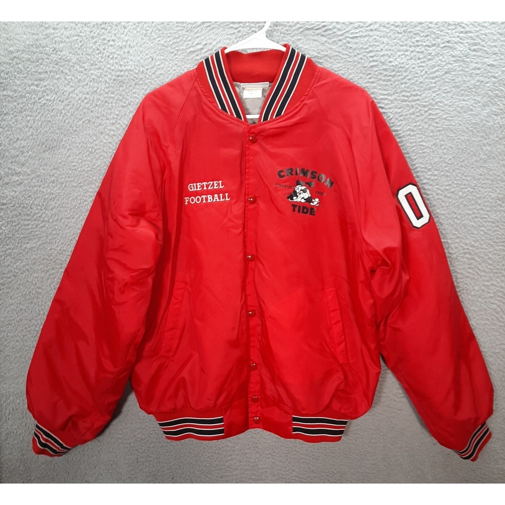 Vintage Hartwell Sports Jacket Adult Large Red Satin Varsity Bomber Crimson Tide